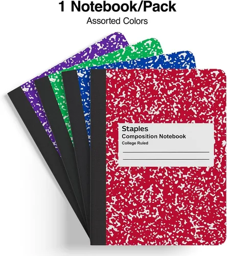 Vista 2 de STAPLES 1-Subject Composition Notebook, 7.5" x 9.75", College Ruled, 100 Sheets, Assorted