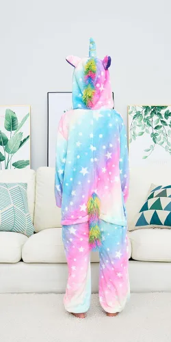Vista 7 de UDERUI Pijama de unicornio para niños, disfraz de cosplay de una sola pieza, ropa de fiesta de animales, para niñas y niños