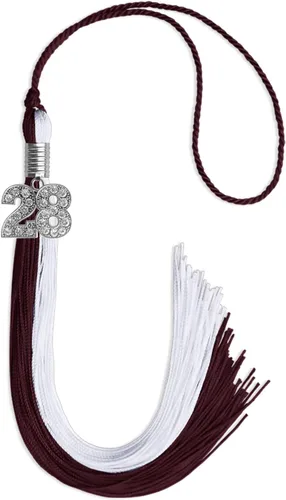 Vista 238 de Endea Graduation Borla de doble color con dije de plata brillante (negro/oro antiguo, 2025)
