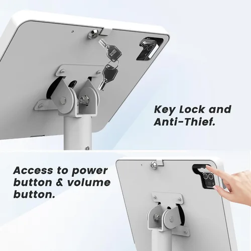 Vista 4 de Soporte para tablet de seguridad con bloqueo - Compatible con iPad 10.9", Pro 11", 1, 2, 3, 4, Air 4, 5, Air 11", iPad 11" (A16)