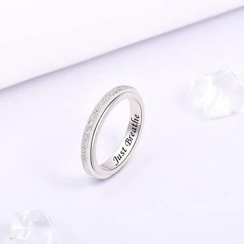 Vista 25 de Sterling Silver Spinner Fidget Ring Anti Anxiety Worry Relieving Boredom ADHD Autism Band Ring for Women Men