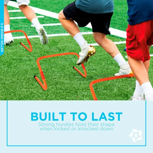 Vista 5 de Get Out! Agility Hurdles Equipo de entrenamiento – 6 unidades de 2 vías pliométricas y obstáculos de velocidad para fútbol y fútbol