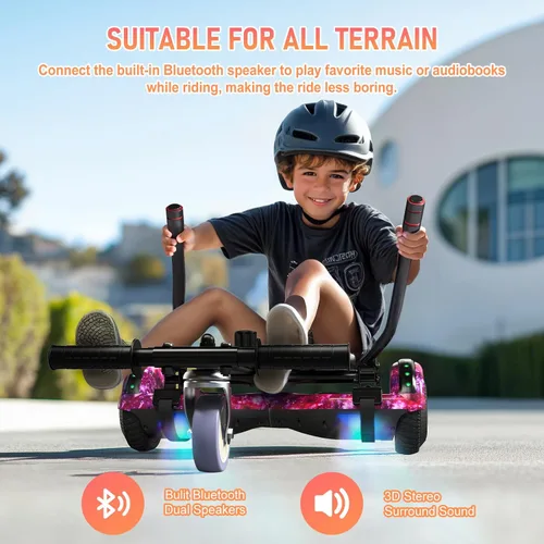Vista 2 de LIEAGLE Self-Balancing Scooter with Seat Attachment Adjustable Frame B01-Púrpura con kart
