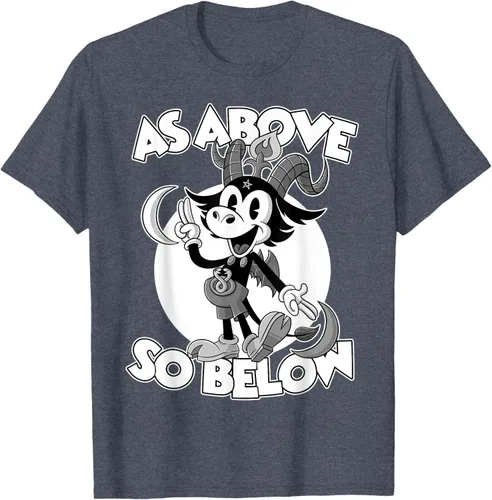 Vista 60 de Camiseta de dibujos animados retro de Baphomet Pagan As Above So Below, Negro, S