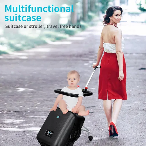 Vista 6 de LemoHome Equipaje expandible con ruedas giratorias, maletas grandes con diseño de asiento para niños, equipaje duro para mujeres y hombres, equipaje