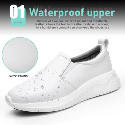 Vista 2 de LMQLZHYC Zapatos de trabajo antideslizantes para mujer, zapatos antideslizantes para servicio de alimentos, zapatos de enfermería