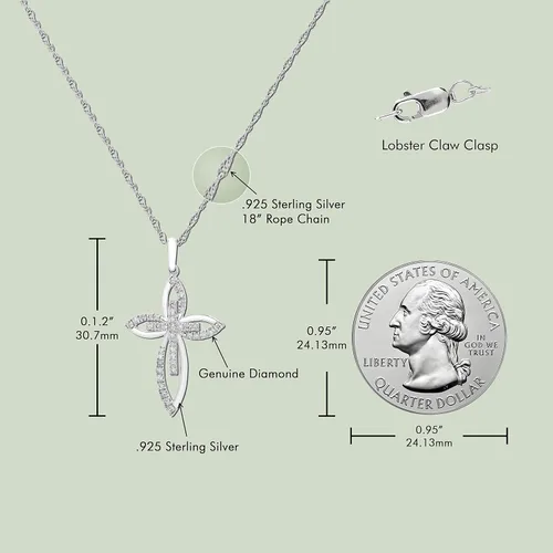 Vista 3 de Boston Bay Diamonds Sterling Silver Religious Cross Diamond 18" Necklace