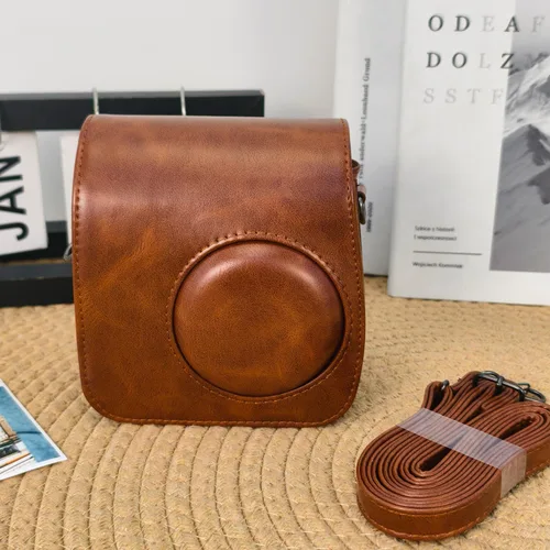 Vista 6 de Protective Case for Fujifilm Instax Mini 7+ SE Instant Camera, Premium PU Leather Mini 7 Plus 7c 7s Case Bag with Removable Adjustable Strap (Brown)