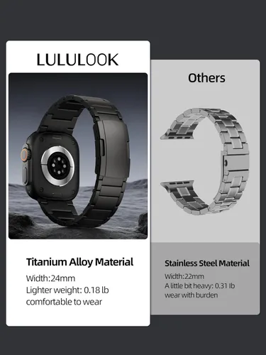 Vista 7 de LULULOOK Titanium Ultra 3 Watch Band - Grade 2 Titanium Metal Band for Men, Compatible with Apple Watch Ultra 3/ Ultra 2/ Ultra 49mm, Series 11/10