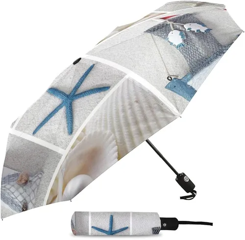 Vista 2 de DHDM Umbrella Automatic Beach Umbrella Outdoor Adults Printed Rain Umbrella for Men Kids Parasol