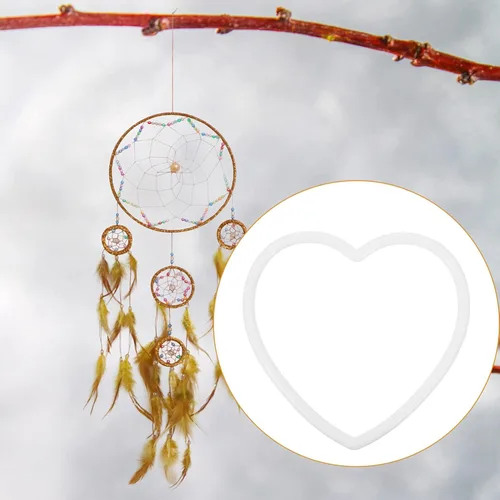 Vista 8 de DOITOOL 20 anillos de atrapasueños con forma de corazón, aros de acrílico para coronas, anillos de macramé en forma de corazón, anillos para coronas
