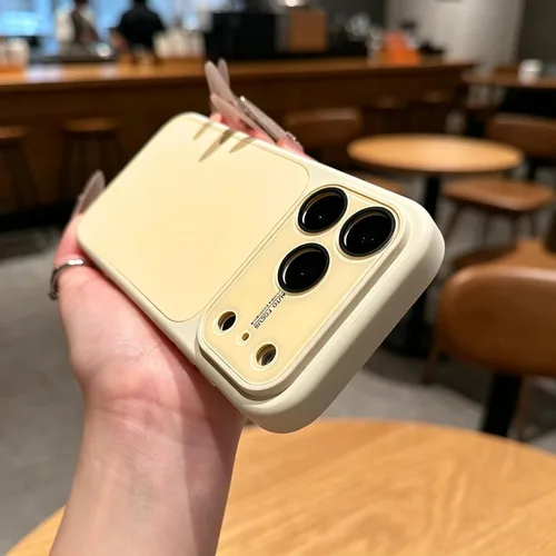 Vista 4 de Funda de silicona líquida para iPhone 17 Pro Max equipada con película protectora de lente, anticolisión suave al tacto y resistente a las manchas