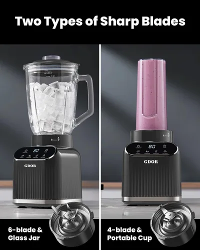 Vista 12 de GDOR Smoothie Blender for Kitchen,1200W Glass blender with 5 Smart Programs