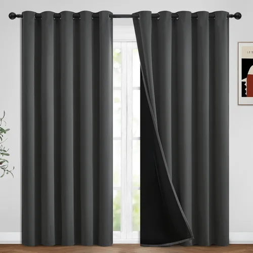 Vista 29 de Yakamok Cortinas negras, cortinas de ventana con aislamiento térmico y eficiencia energética para dormitorio, cortinas opacas completas y cortinas