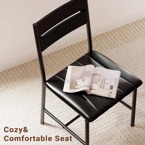 Vista 8 de Juego de mesa de comedor IRONCK para 4, mesa de cocina de madera con sillas tapizadas para cocina y comedor, juego de comedor compacto para espacios