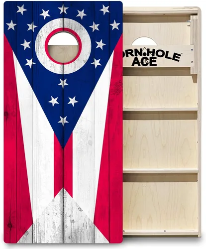 Vista 17 de CornholeAce ACE PRO State Flags Professional Cornhole Boards - No Bounce! Triple Wide Legs, 3/4" Baltic Birch Plywood, Handles, Regulation Size Texas