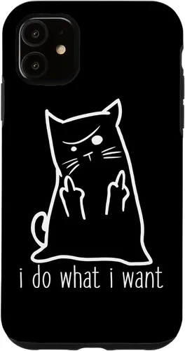Vista 8 de I Do What I Want Rude Kitty Flipping Bird Middle Finger Gift Case for iPhone 17