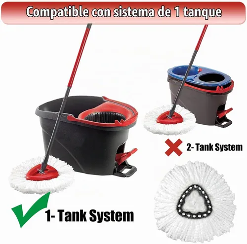 Vista 2 de Paquete de 3 cabezales de repuesto para trapeador, compatible con sistema EasyWring de 1 tanque
