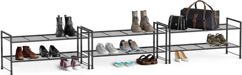 Vista 5 de Simple Houseware Zapatero de alambre apilable de 2 niveles, negro