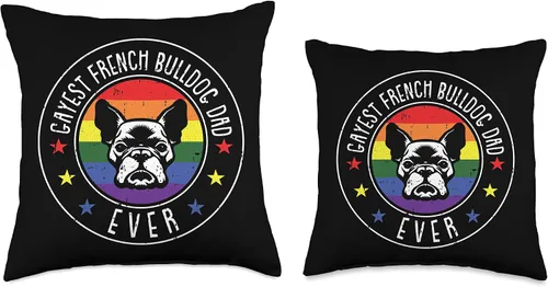 Vista 3 de Gay Cloths Gift Proud LGBT-Q Pride Ally Almohada de perro bulldog francés LGBT-Q Gay Pride Frenchie Dog Lover Ally, 16.0 x 16.0 in, multicolor