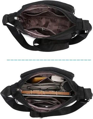 Vista 4 de Collsants Bolso bandolera pequeño de nailon para mujer, bolso de viaje, con múltiples bolsillos
