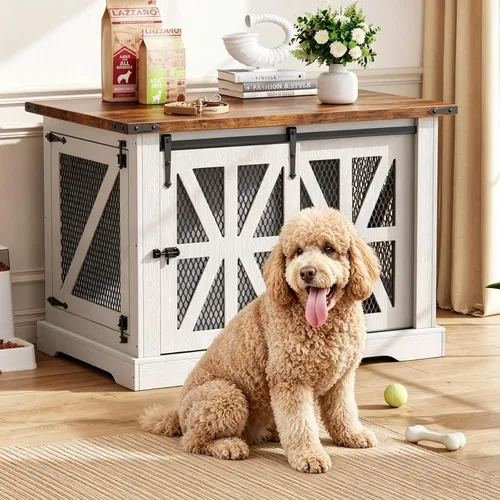 Vista 13 de VOPEAK Mueble de jaula para perros pequeños de 27.5 pulgadas, jaula resistente a los mordedores para cachorros, jaula resistente para perros