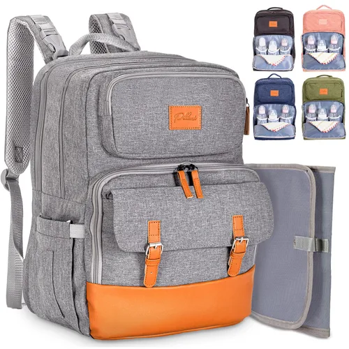 Vista 12 de PILLANI - Mochila grande para llevar pañales de bebé, para viajar, cambiador incluido, producto esencial para recién nacidos, artículos para mamá