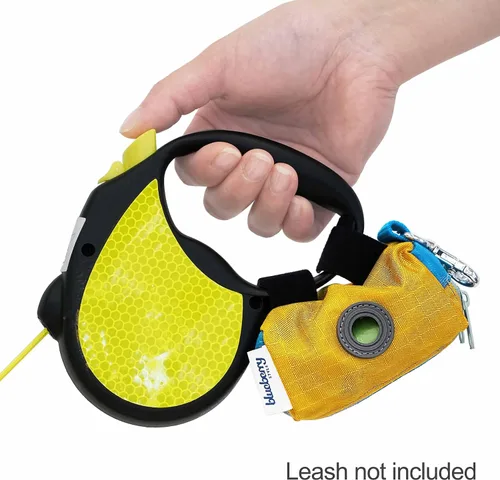 Vista 2 de Dispensador de bolsas de basura para perros estilo arándano, amarillo mostaza, dispensador de bolsas de basura de bloque de color con 2 cremalleras