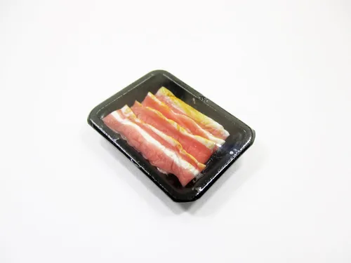 Vista 2 de Casa de muñecas Alimentos en miniatura Tocino crudo Carne Supermercado Alimentos Pack Bandeja 16719