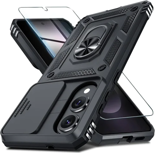 Vista 28 de Janmitta Compatible con Samsung Galaxy S24 FE Funda con Cubierta Deslizante Integrada para Lente de Cámara+Protector de Pantalla+Soporte de Anillo