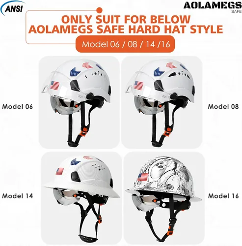 Vista 7 de Anteojos de seguridad ANSI Z87, accesorios de visera de casco duro de construcción OSHA, protector de ojos transparente y tintado integrado
