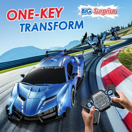 Vista 4 de Holyton 1:10 Transforming RC Car, coche de control remoto grande, azul