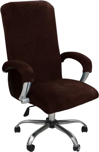 Vista 8 de Funda de terciopelo para silla de oficina con fundas para los brazos, funda elástica para escritorio de computadora, fundas universales giratorias