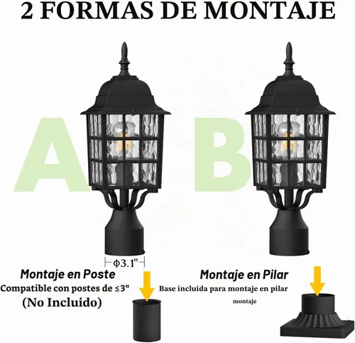 Vista 6 de Luces de poste al aire libre del anochecer al amanecer, lámpara de Sensor incluido