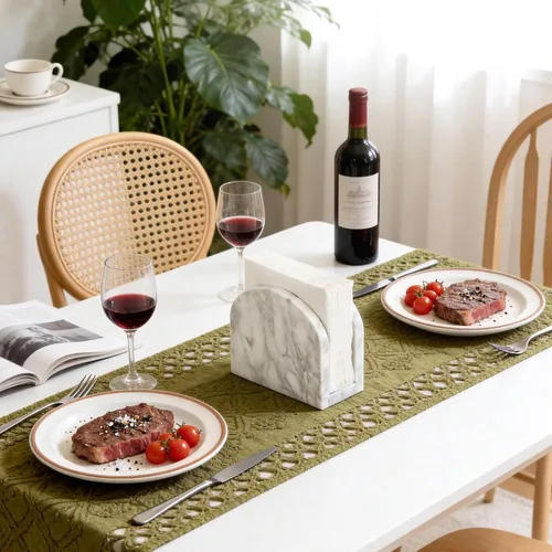 Vista 5 de Servilletero de mármol para mesa, servilleteros verticales con textura única de mármol, dispensador de servilletas de pie para cocina, comedor