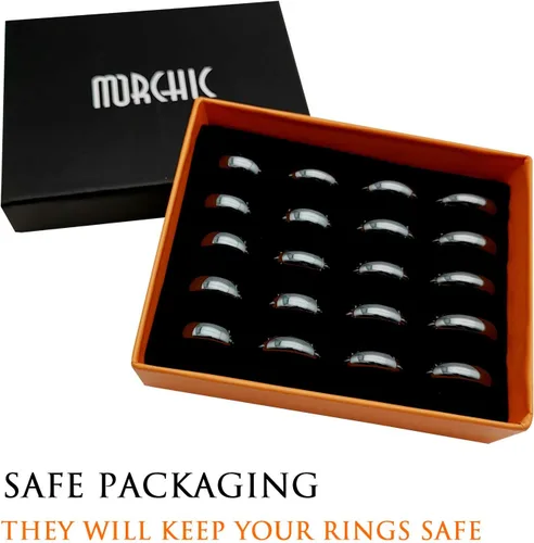 Vista 31 de Morchic - Anillos unisex de piedras de hematita, para equilibrar ansiedad, chakra raíz, (paquete de tamaños mixtos)