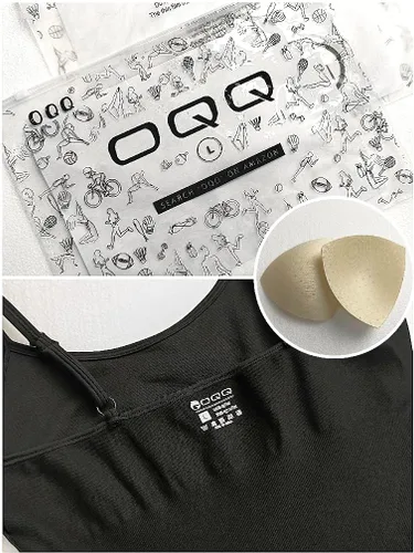 Vista 2 de Mono OQQ para mujer, sin costuras, con sujetador con tirantes de espagueti y acolchado, y mallas para ocio, yoga, entrenamiento, gimnasio