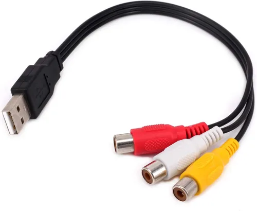 Vista 3 de BERANMEY - Cable USB a 3 RCA, [2 unidades] 0.8 ft USB macho a 3 RCA hembra, divisor de audio y video AV, cable adaptador compuesto para TV/PC.
