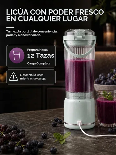 Vista 4 de Cordless Portable Blender for Smoothies, Shakes and Ice Crushing Blue