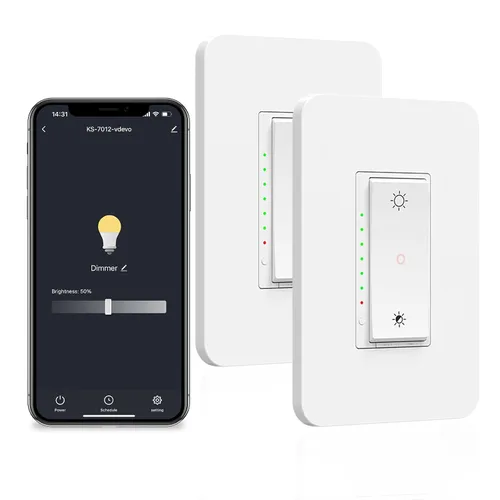 Vista 9 de Milfra Interruptor de atenuación inteligente, compatible con Alexa y Google Assistant, interruptor WiFi para luces LED, necesita cable neutro, Wi-Fi