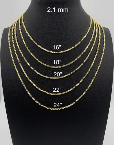 Vista 4 de JEWELHEART Cadena redonda de oro real de 14 quilates de 0.051 in, 0.071 in, 0.083 in, 0.106 in, 0.134 in, cadenas de oro real para hombres, collar