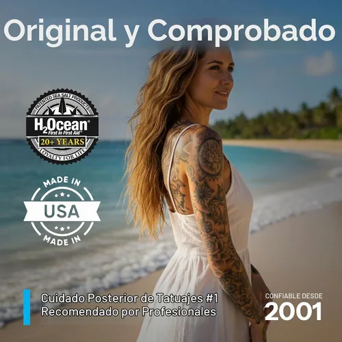 Vista 3 de Jabón de espuma azul H2Ocean, verde, 1,7 onzas líquidas Wash for New Tattoos & Piercings, Fragrance Free Unscented Foam Cleaner with Aloe Vera