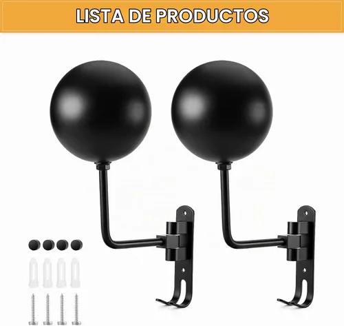 Vista 6 de PAHTTO Soporte para casco de motocicleta, 2 piezas, soporte para casco de pared, rotación de 180 grados, con doble gancho para abrigos, gorras