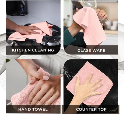 Vista 8 de Avalon Towels Wash Cloths for Showering 24 Pack Face Towels 100% Cotton Baby Pink Washcloths 12x12 Wash Rags, Facial Towel, Fingertip Towel,Bath Rags