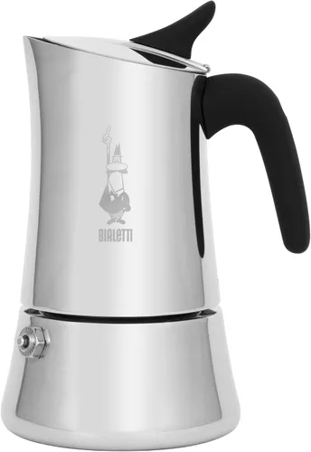 Vista 2 de Bialetti Moon Exclusive - Olla Moka de acero inoxidable de inducción, cafetera de estufa para espresso, cafetera italiana, 4 tomas de café expreso