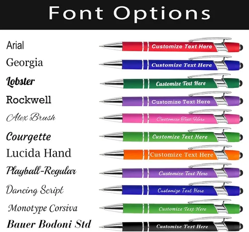 Vista 5 de Bolígrafos personalizados a granel con punta de lápiz capacitivo, 12 bolígrafos personalizados con logotipo de mensaje con nombre, bolígrafos