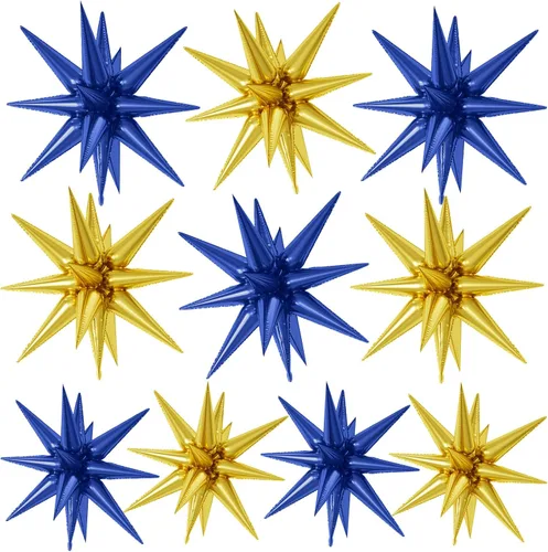 Vista 28 de Globos de papel de aluminio color beige crema, 10 globos grandes de 22 pulgadas de explosión de estrella de cono de café beige crema