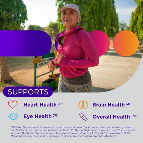Vista 18 de Centrum Silver - Multivitamínico para mujeres 50 Plus, suplemento multivitamínico/multimineral con vitamina D3, vitaminas B, ingredientes sin OMG