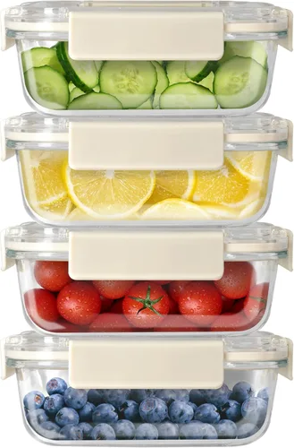 Vista 8 de Heal Smart Recipiente de almacenamiento de alimentos para todas las temperaturas, recipientes de vidrio para preparación de comidas con tapas