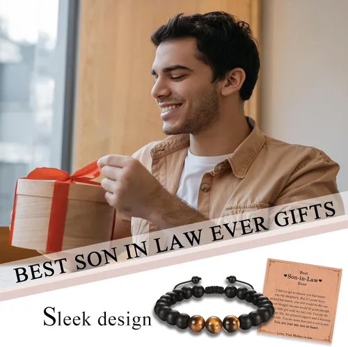 Vista 5 de Regalos para hombres, adolescentes, niños, pulseras de cuentas, regalos para yerno, hermano, suegro, cuñado, tío, amigo, novio, abuelo, padre, hijo